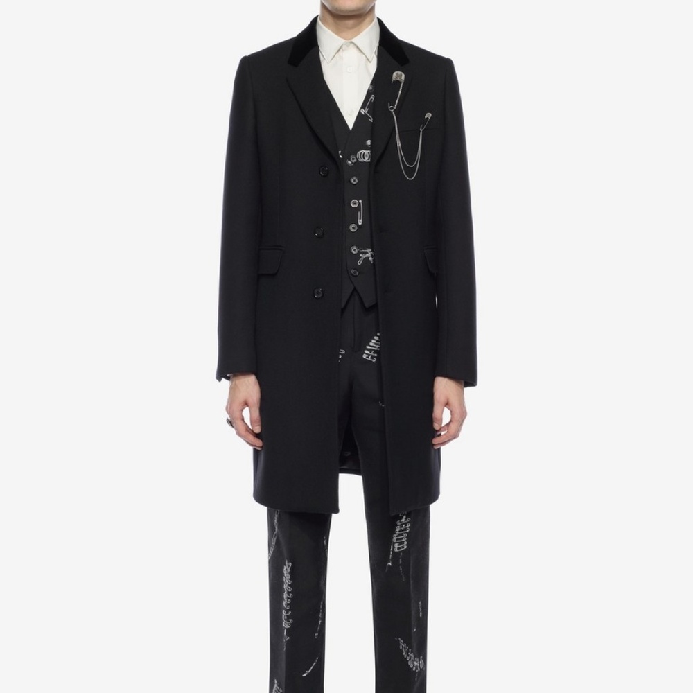 ALEXANDER MCQUEEN SILK WOOL FITTED COAT - Picture 2 of 5